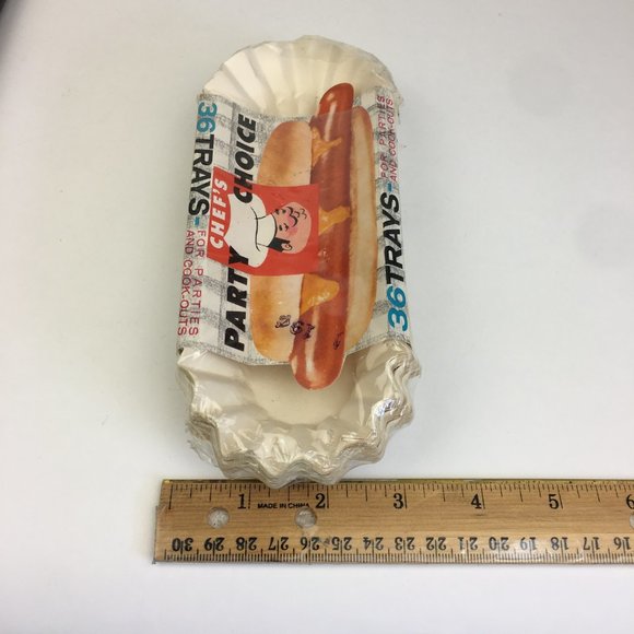 Vtg 1963 Chefs Party Choice Hot Dog Tray Fluted Paper White Prop Collector Rare - Picture 10 of 11